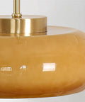 Close-up of Mid Century Semi Flush Mount Ceiling Light With Glass Shade, Modern Hallway Fixture For Entryway And Kitchen, Orange Finish