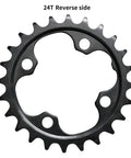 Lightweight 22T 24T 104 BCD Chainring With Narrow Wide Teeth For Bicycle Cranksets, Carbon Steel Sprocket Upgrade, reverse side.