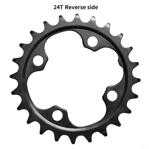 Lightweight 22T 24T 104 BCD Chainring With Narrow Wide Teeth For Bicycle Cranksets, Carbon Steel Sprocket Upgrade, reverse side.