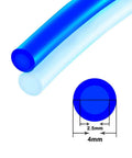 Close-up of Blue 4mm Outer Diameter By 2.5mm Inner PU Pneumatic Hose 10m Polyurethane Air Line with measurements diagram