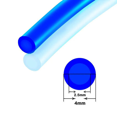Close-up of Blue 4mm Outer Diameter By 2.5mm Inner PU Pneumatic Hose 10m Polyurethane Air Line with measurements diagram