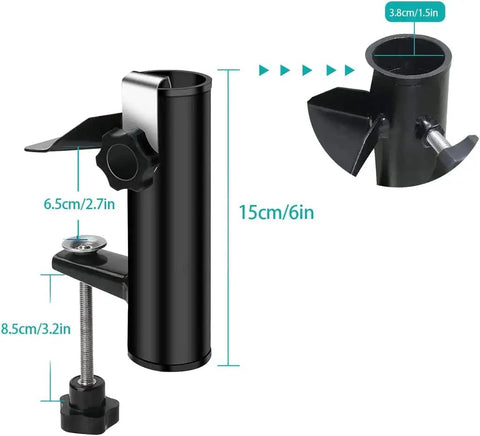 Clamp On Patio Umbrella Holder Clip For Rails No Hassle Adjustable Clamp For Poles Up To One And A Half Inches Fits Balcony Deck Beach