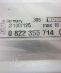 Pneumatic cylinder single unit Ø100/125 mm, part 0 822 355 714 label with specifications, maximum 10 bar pressure