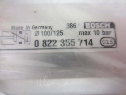 Pneumatic cylinder single unit Ø100/125 mm, part 0 822 355 714 label with specifications, maximum 10 bar pressure