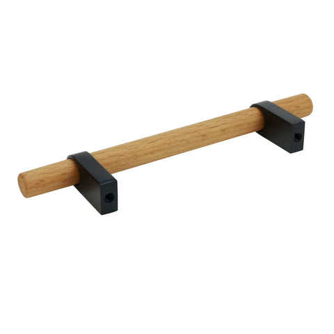 Black T Bar Cabinet Pulls 3.78 Inch Hole Distance, Solid Wood With Aluminum Base, 5.87 X 0.59 X 1.34 Inches, 2-Hole Mount