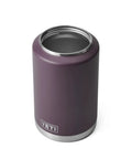 Open Rambler Gallon Jug Vacuum Insulated Stainless Steel Water Bottle With MagCap in Nordic Purple, no sweat design, side view.