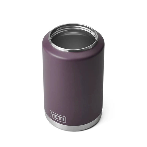 Open Rambler Gallon Jug Vacuum Insulated Stainless Steel Water Bottle With MagCap in Nordic Purple, no sweat design, side view.