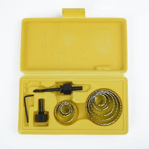 Heavy Duty 11 Piece Carbon Steel Hole Saw Set For Drilling Big Holes In Wood Metal Plastic And Sheet Alloy Fast Reliable Kit To Get The Job Done in yellow case