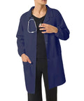 Men's Navy Blue Lab Coat With Quick Release Snap Closure Four Pockets Elastic Cuffs Long Sleeve Pro Grade Medical Lab Coat For Scientists Students And Researchers
