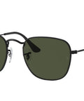 Unisex RB3857 Frank Square Sunglasses With Black Frame And G Fifteen Green Lenses, 51mm, Small Fit