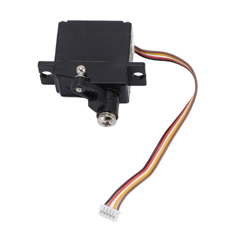 High Performance Five Wire RC Servo For One Eight Scale Remote Cars with a black casing and multi-colored wires for precise control.