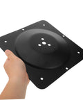 Black Iron Table Leg Connector Bracket With Screws For Furniture Repair angled mounting plate held in hand.