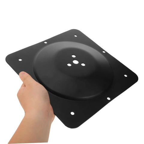 Black Iron Table Leg Connector Bracket With Screws For Furniture Repair angled mounting plate held in hand.