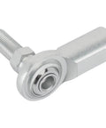 Heavy Duty Steel One Half Inch Rh Female Heim Joint Rod End With Built In Hex Stud Badass For Carb And Shift Linkage Fabrication Plus Tie Rod Assemblies Sporting Zinc Plated Clad Finish And PTFE Lubricated Joints For Knockout Street Rod Vibes, showing a close-up view of the joint with threaded stud.