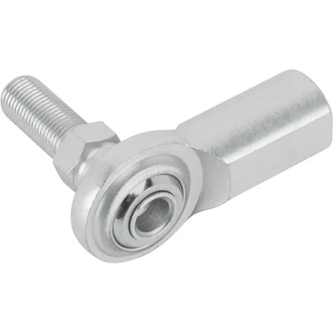 Heavy Duty Steel One Half Inch Rh Female Heim Joint Rod End With Built In Hex Stud Badass For Carb And Shift Linkage Fabrication Plus Tie Rod Assemblies Sporting Zinc Plated Clad Finish And PTFE Lubricated Joints For Knockout Street Rod Vibes, showing a close-up view of the joint with threaded stud.