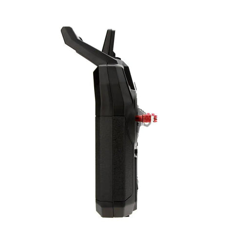 Side view of Rock Solid 2.4GHz AFHDS 2A 4CH RC Transmitter For Helicopters And Gliders With FS A6 Receiver, Easy Bind, Black.