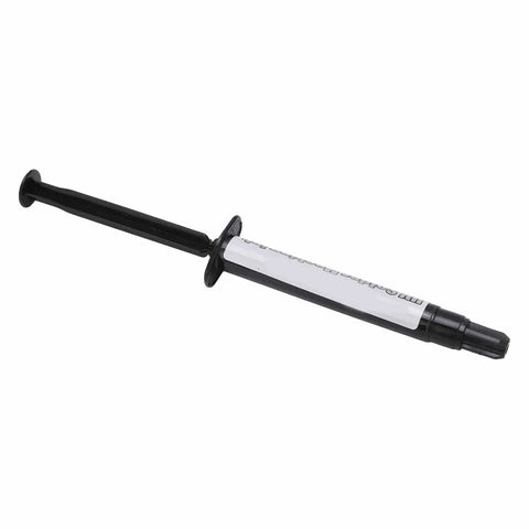Black syringe of UV Curable Solder Mask Ink For PCB Repair With Needle Set, shown horizontally against white background.