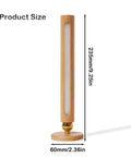 360 Degree Rotatable Wooden LED Wall Light With Magnetic Detachable Mount, side view showing product dimensions