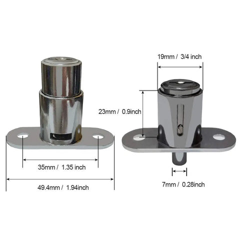Real Deal Push Plunger Drawer Locks Built Dang Tough With Wear Proof Chrome Plated Zinc spring loaded lock dimensions measuring 19x23mm.