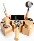 Wooden Espresso Tamper Holder 8 In 1 Coffee Bar Accessory Stand With Removable Knock Box Fits 51Mm And 54Mm Portafilters with tools
