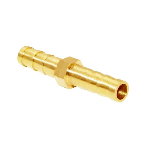 Brass Hose Barb Fitting Splicer Union Adapter One Quarter Inch To One Quarter Inch for Fuel Gas Water and Air Lines Pack of 12