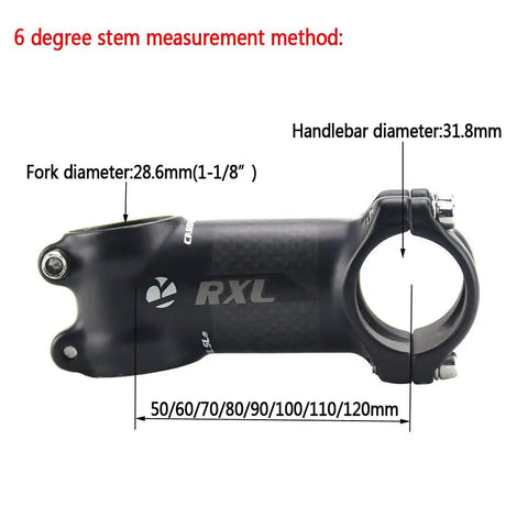 Ultra Lightweight Carbon Fiber Bike Stem 31 8mm Clamp 60mm Length 6 Degree Rise Road And Mountain Bike Compatible, measurement diagram