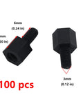 M3 Nylon Threaded Hex Nuts and Spacers Set, Male Female Standoff Pillars for PCB Mounting, 100 Pack, black 11mm length