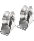 Stainless Steel V Groove Plate Casters With Double Ball Bearings For Sliding Gates, Heavy Duty Track Rollers, 2 pack