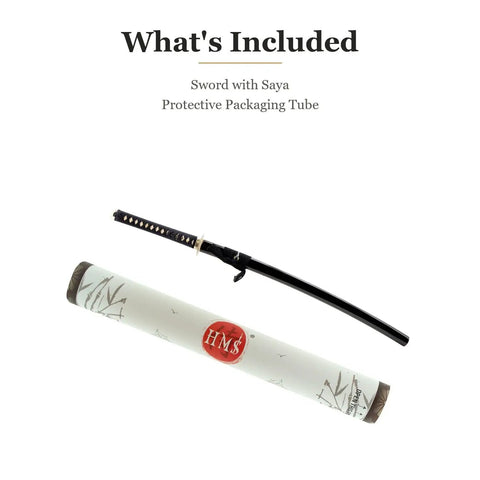 Wakizashi Iaito Training Sword Unsharpened Stainless Steel For Iaido Practice, 21 Inch Blade with Saya and Protective Tube