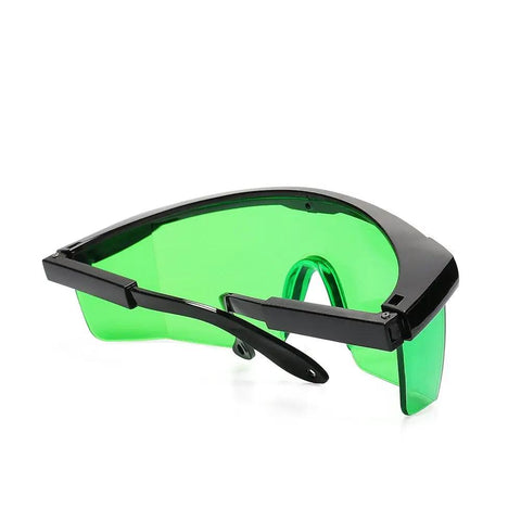 Green Laser Enhancement Glasses Eye Protection Safety Goggles For Green Laser Level Rotary And Multi Line Laser Tools DIY Pros Trust Adjustable Temple And Protective Box Included side view