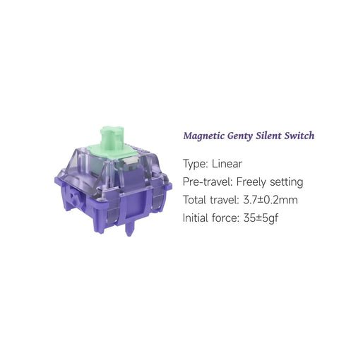 Magnetic Genty HE Linear Keyboard Switches 70 Pack for Silent, Smooth Mechanical Typing, Durable No Metal Leaf Design, Easy Swaps Gearheads Pick for Quiet, Responsive Keystrokes, 35gf linear switch