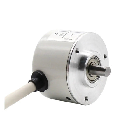 Incremental Rotary Encoder RI41 O 1000ER11KB High Precision Industrial Encoder front view, durable metal casing, visible wire connector