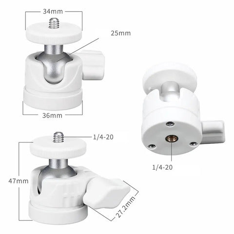 Slick Tabletop Mini Tripod With Quarter Inch Ball Head Adapter For Pro Camera Phone Mount Vlogger Ring Light Rig Easy Setup Lightweight Aluminum Frame Bright White