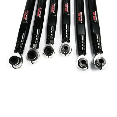 X3 Heavy Duty Radius Rods Upgrade For 72 Inch Models With Powder Coated Black Finish Five Times Stronger Than Stock Machined From Solid T6 Aircraft Aluminum Quality 52100 Chrome Plated Sealed Bearings And Hardware For Easy Installation, black UTV radius rods with bearings