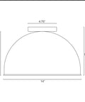 14-Inch Modern Industrial Flush Mount Ceiling Light In Black Finish With Crackled Gold Interior, dome shade dimensions
