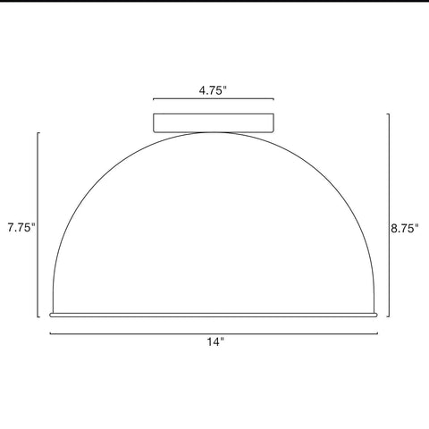 14-Inch Modern Industrial Flush Mount Ceiling Light In Black Finish With Crackled Gold Interior, dome shade dimensions