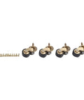 360° Silent Brass Furniture Casters 4-Pack Wheels 360° Silent with four brass casters and mounting screws.