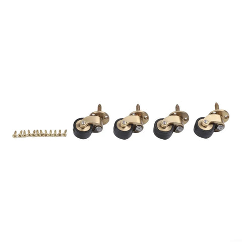 360° Silent Brass Furniture Casters 4-Pack Wheels 360° Silent with four brass casters and mounting screws.