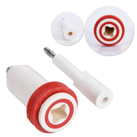 Top Rated Four Millimeter Banana Cross Jack Adapter providing a rock solid threaded fit with red and white design for electrical testing.