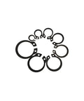 500 Piece M5 To M20 External Circlip Retaining Ring Kit Set In Stainless Steel 65Mn Black Finish arranged in a circle