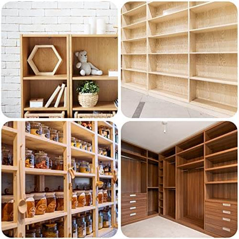Four different shelving units showcasing organization and storage solutions in various styles and materials