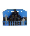 HHIP 58-piece clamping kit in blue plastic case with precision 1-2-3 blocks and 5/8 T-slot accessories