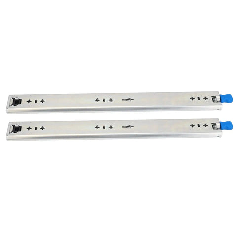 20 Inch Heavy Duty Drawer Slides With Lock For Industrial Drawers Two Pack Full Extension Ball Bearing Rails Made Of Cold Rolled Steel Built To Handle Beefy Jobs In Cabinets And Tool Chests With Smooth Operation And Locking Security. Two locking drawer slides shown