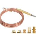900Mm Gas Stove Thermocouple Kit With Five Nuts Universal Thermocouple For Gas Stoves BBQ Ovens Heaters Easy Install Solenoid Valve Compatible Safe Replacement For Boilers Water Heaters Fireplaces shown with copper coil and brass fittings