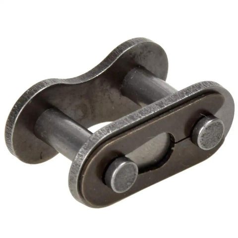 Close-up of a 420 Chain Master Link Roller Connector Kit for 50cc to 212cc dirt bikes, ATVs, go-karts, mini bikes, ten pack replacement.
