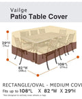 Waterproof Patio Furniture Cover With Padded Handles For Rectangular Dining Table And Chairs Heavy Duty 600D Oxford