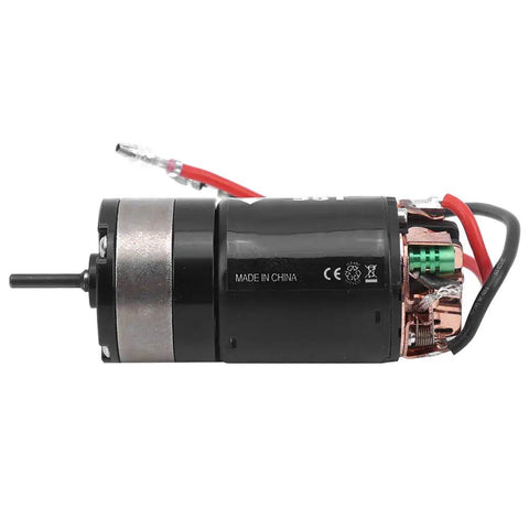 Beefy Metal Gearbox Upgrade With 540 Brushed 55T Motor for RC Crawler, side view showing metal casing and wiring detail.