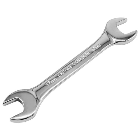 Ultra Slim Dual Size Open End Wrench 17mm 19mm Metric Spanner For Tight Spaces And Hard To Reach Fasteners, Carbon Steel Hand Tool
