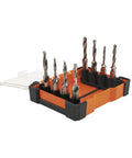 8 Piece Drill Tap Tool Kit For Aluminum Brass Copper Plastic And Mild Steel, Tap Deburr And Drill In One Step, in case