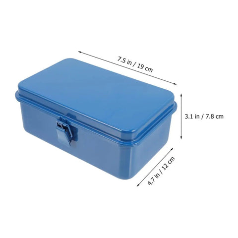 Heavy Duty Metal Tool Box Pair In Blue Thick Iron Construction With Sturdy Latches Portable Trunk Storage For Your Ride Or Home Workshop Solid Setup